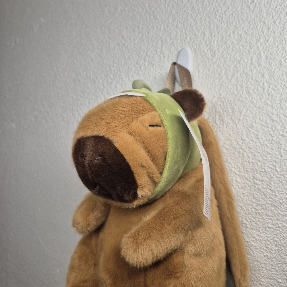 Cute Fun Capybara Dinosaur Brown Plush Backpack Gift NWT - Picture 10 of 11